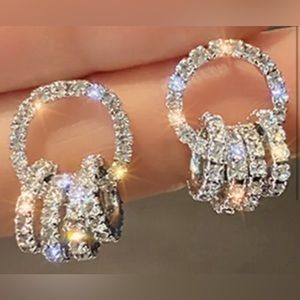 925 Silver Filled Cubic Zirconia Drop Earrings - New